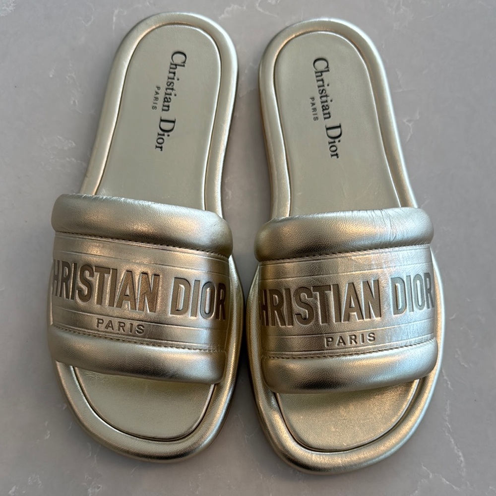 Christian Dior Gold Slides